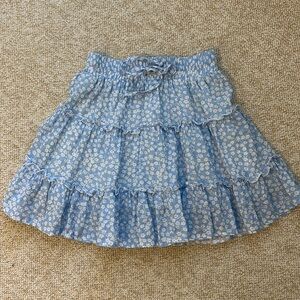 Princess Polly Blue Mini Skirt with White Floral Pattern US Size 2